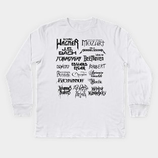 Heavy Metal-style Classical Composers (Black) Kids Long Sleeve T-Shirt